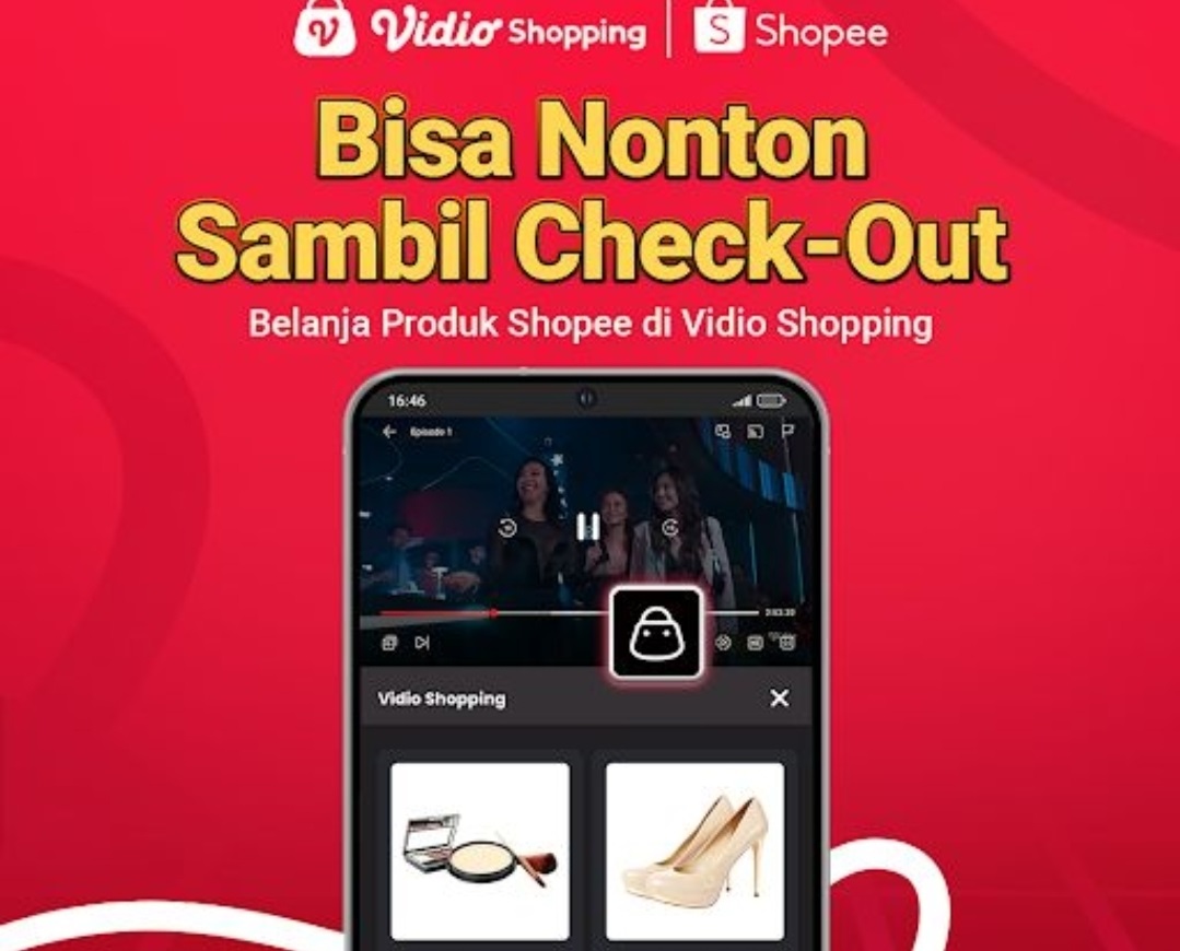 Fitur video shopping dari Shopee dan Vidio.