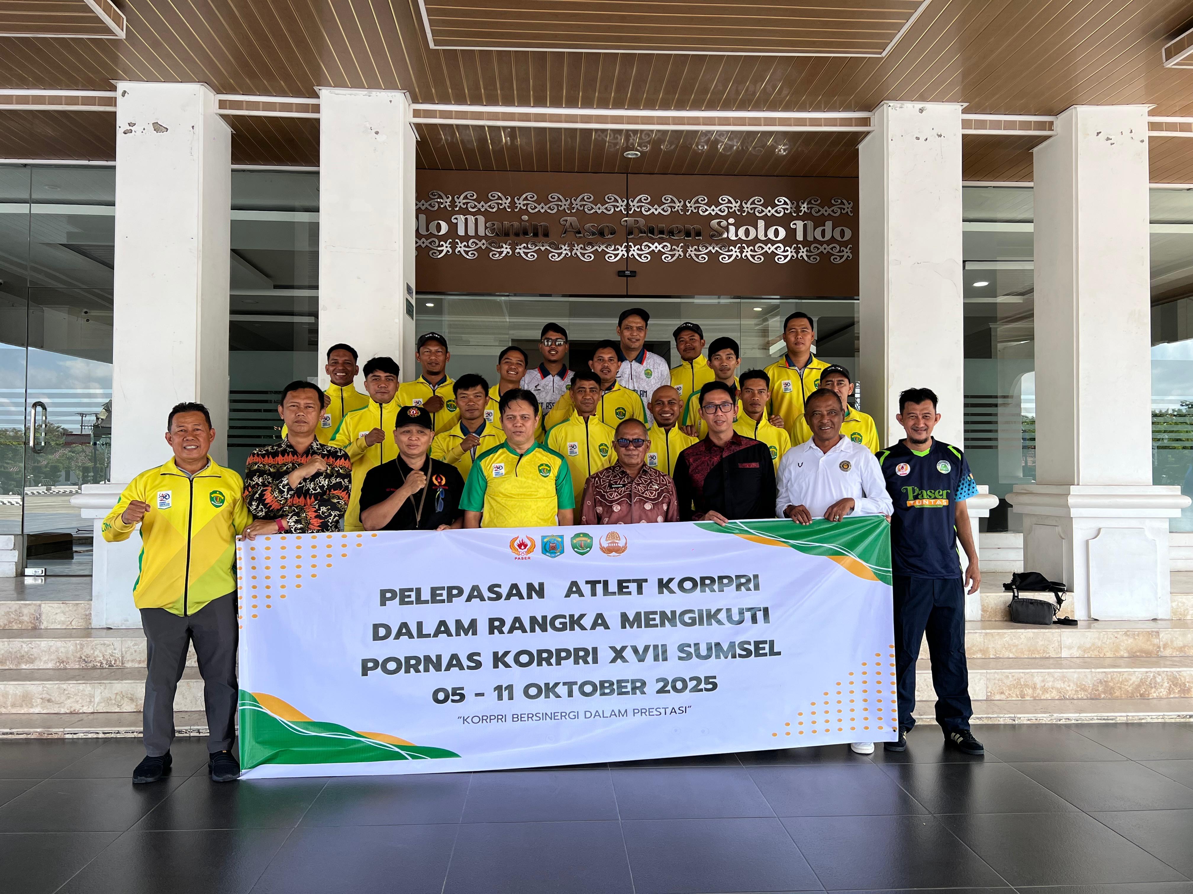 Puluhan atlet Korpri Paser dan pelatih tampil di Pekan Olahraga Nasional (Pornas) Korpri XVII Tahun 2025 di Palembang mewakili Korpri Kaltim pada 5 sampai 11 Oktober.
