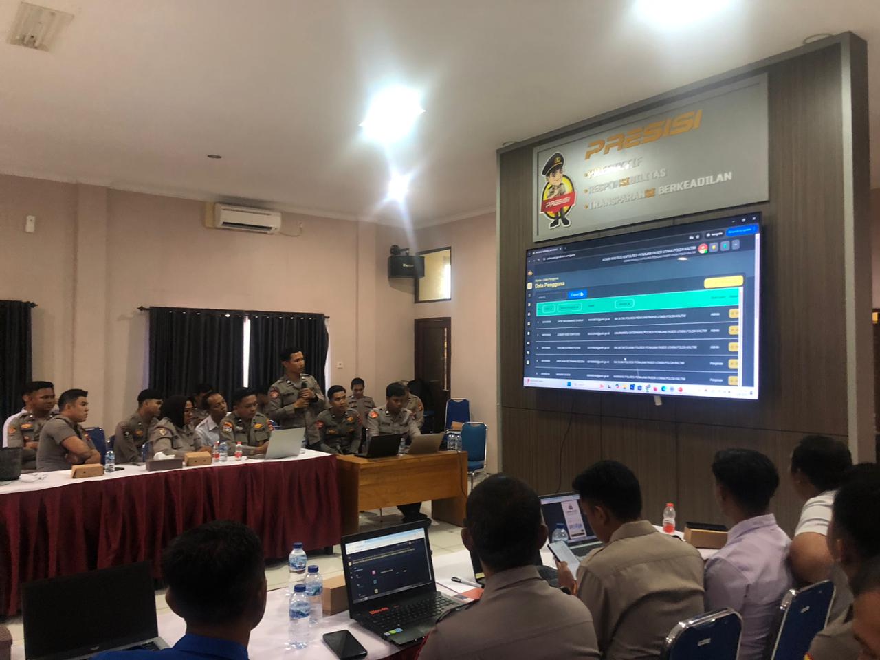 BIMTEK: Bimbingan teknis mengenai Aplikasi ASTINA Polri dari Setum Polda Kaltim di Polres PPU.