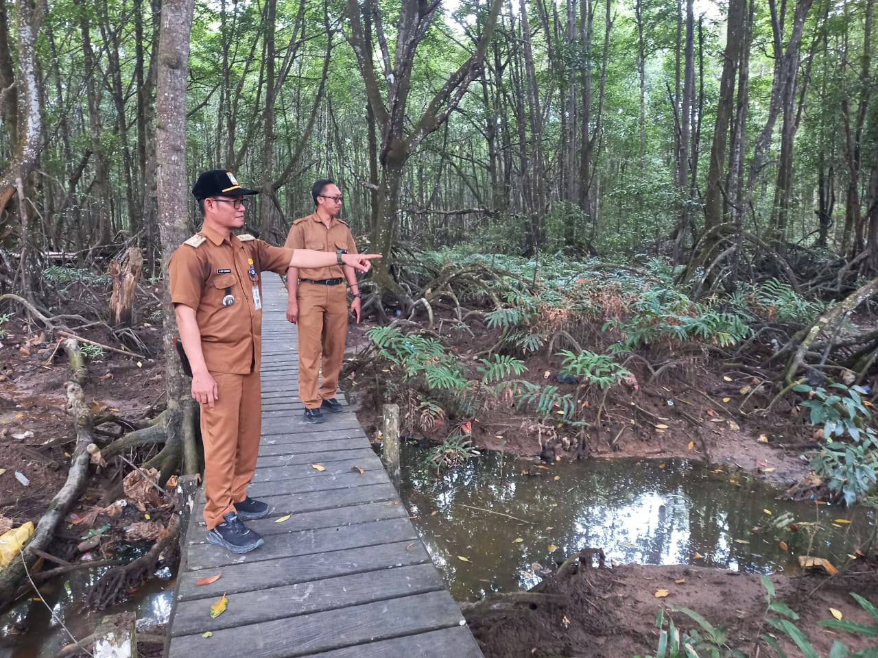 Lurah Graha Indah, Muhammad Arif Rachman di lokasi proyek pengembangan taman kota yang terhubung dengan kawasan mangrove.  &nbsp;   &nbsp;