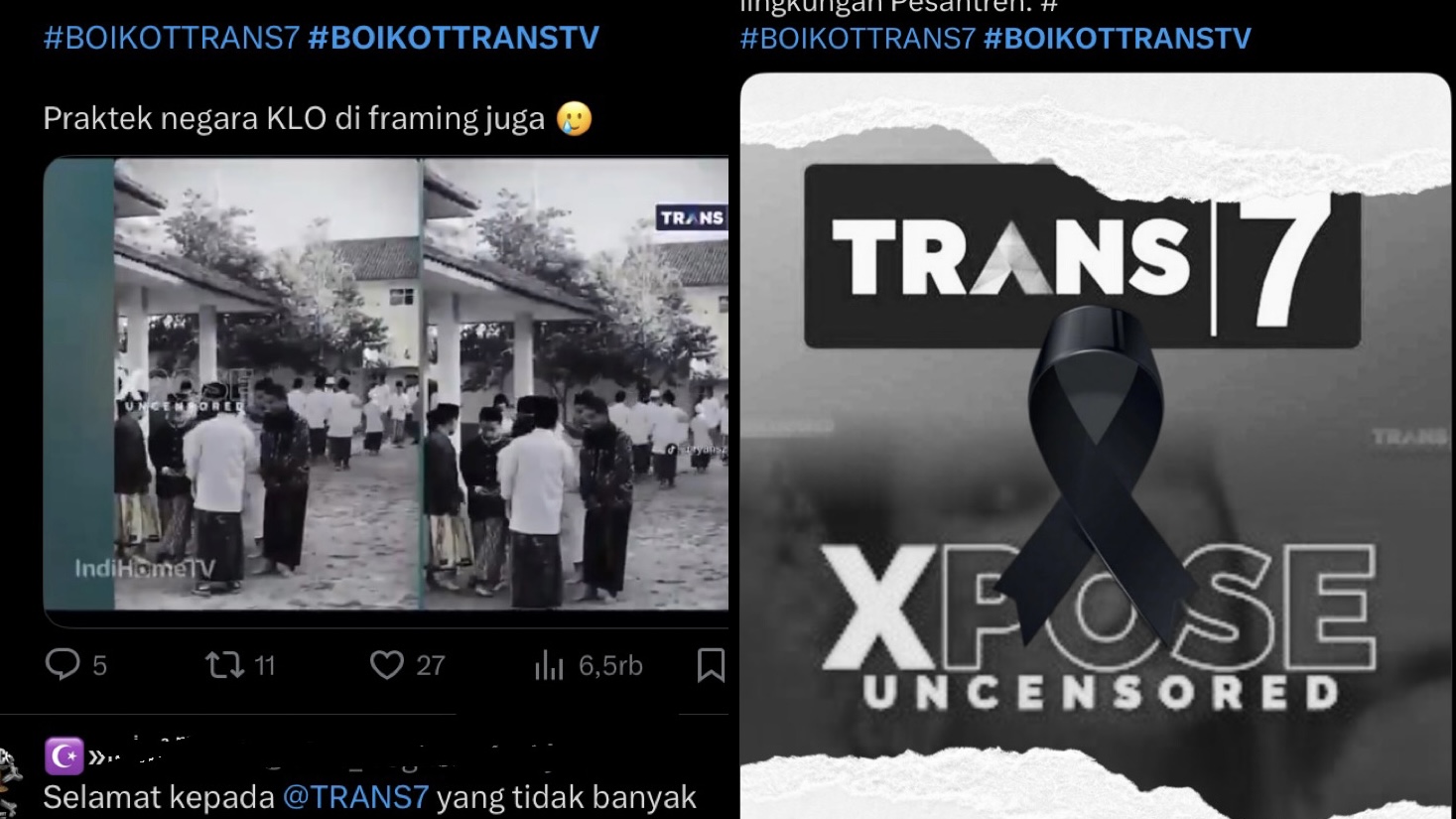 Gelombang protes melanda stasiun televisi Trans7 setelah tayangan program Xpose dinilai melecehkan martabat ulama sepuh Pondok Pesantren Lirboyo.