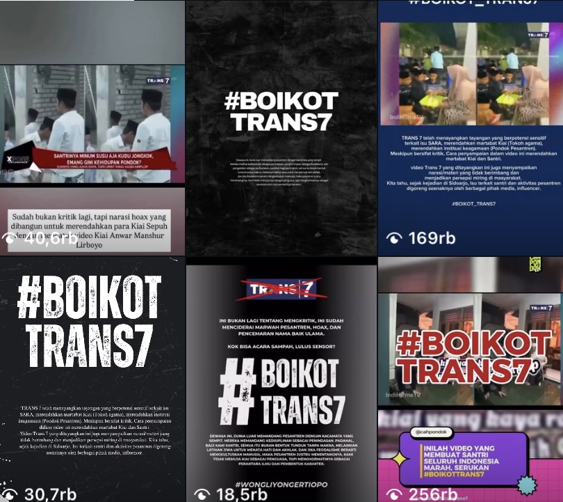 Tagar #BoikotTrans7 mendadak menjadi perbincangan hangat di media sosial.