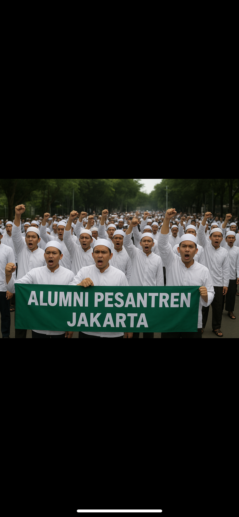 Ilustrasi alumni santri di Jakarta yang demo ke Trans7.