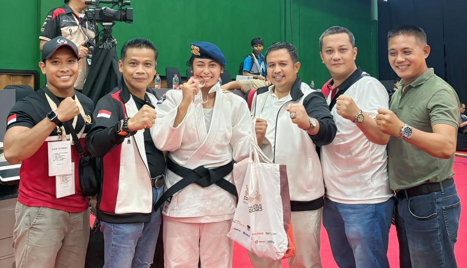 PRESTASI: Bripda Baiq Syalwa Dila sumbang medali perunggu judo untuk Kaltim di PON Beladiri Kudus.