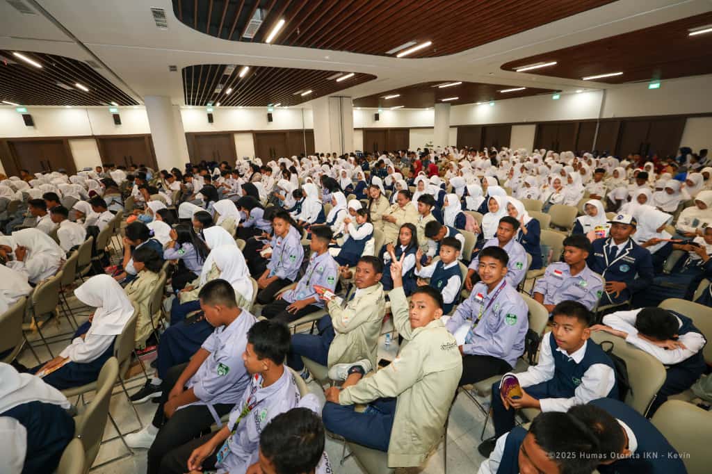 WORKSHOP: Ratusan  peserta dari kalangan pelajar Sepaku, PPU mengikuti kegiatan workshop content creator di Multifunction Hall Kemenko 1, KIPP Nusantara.