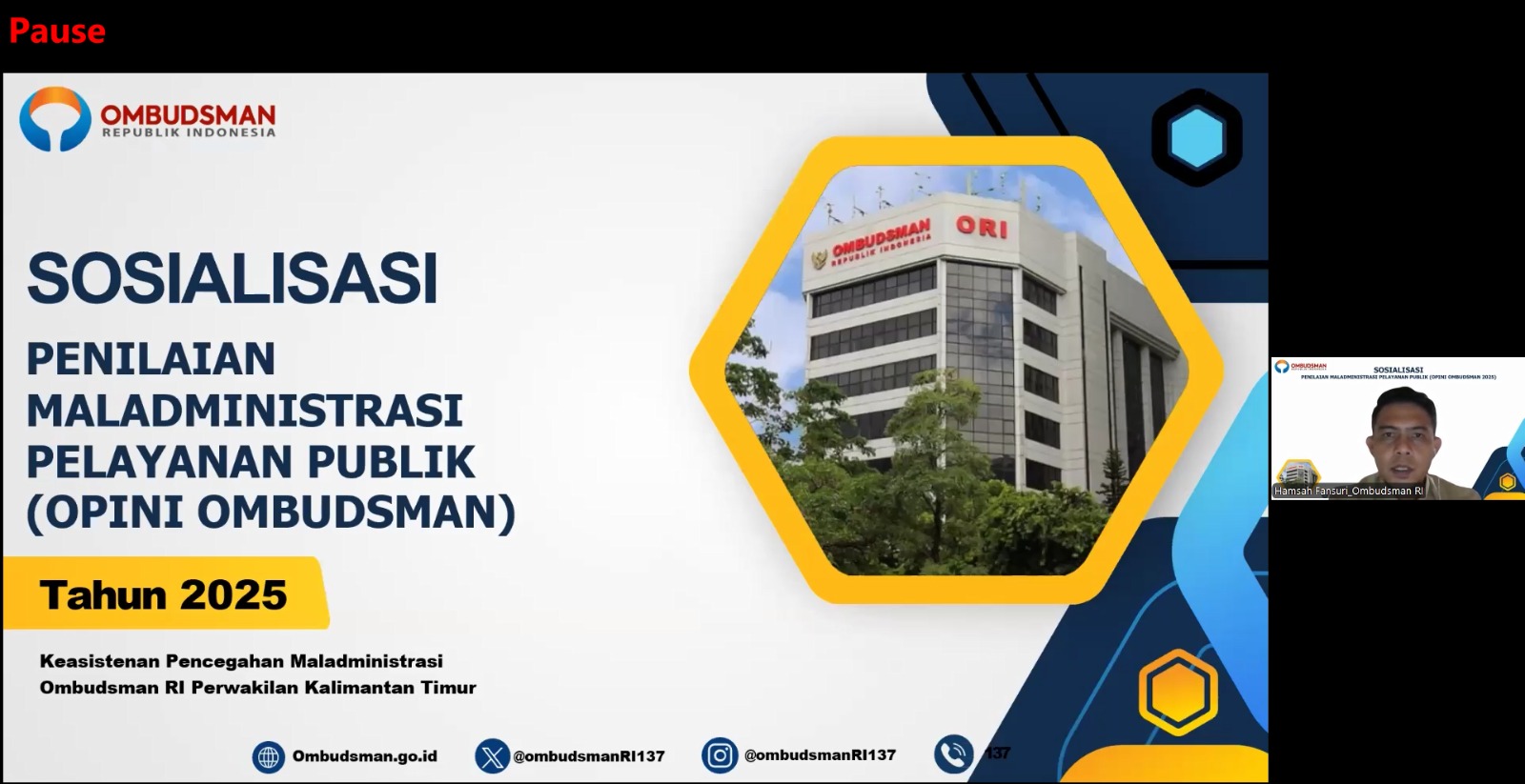 ORI Kalrim menggelar penilaian maladministrasi pelayanan publik 2025. (Ist)