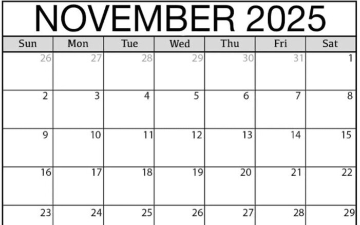 Kalender November 2025.