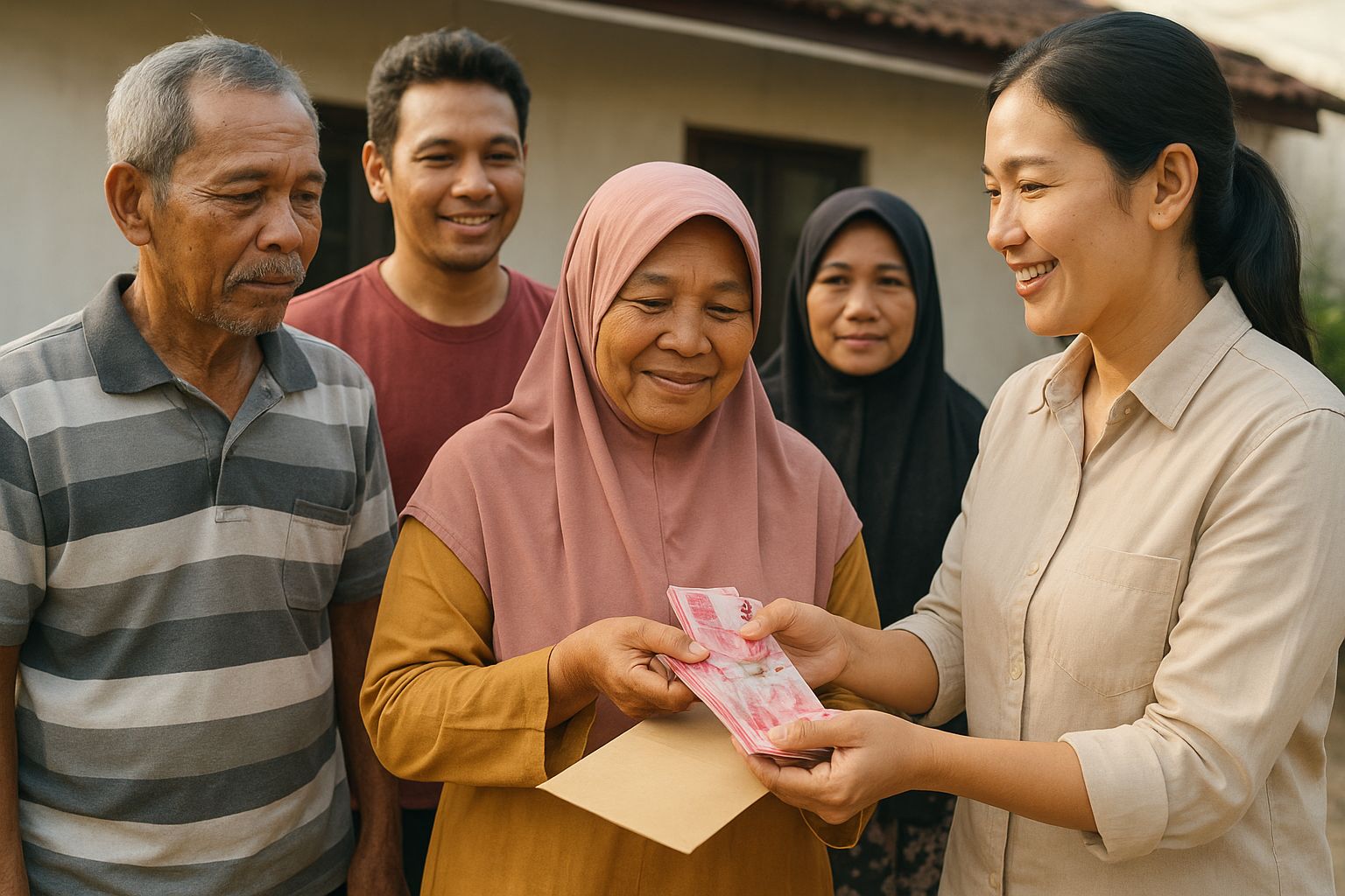 Ilustrasi warga menerima bansos dari kemensos.
