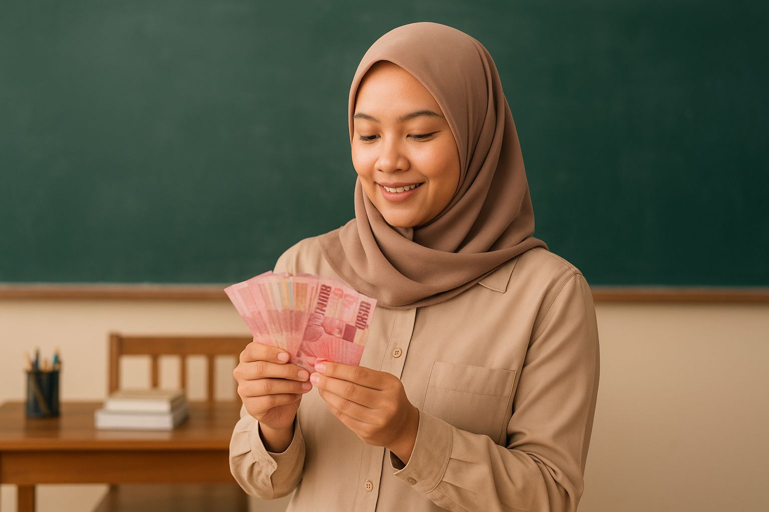 Ilustrasi guru terima tunjangan profesi guru (TPG).