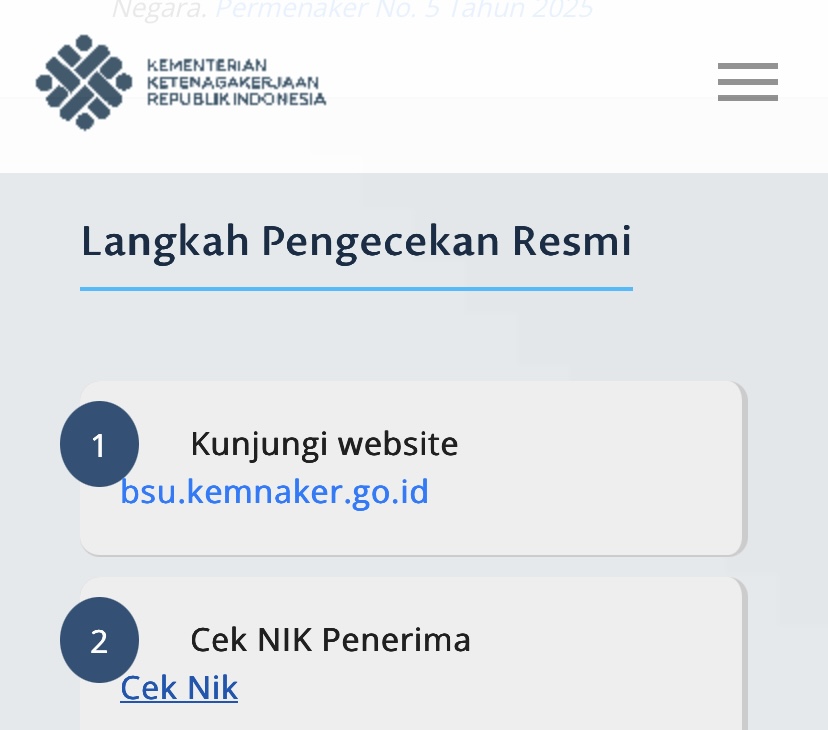 Link resmi cek BSU Kemnaker 2025.