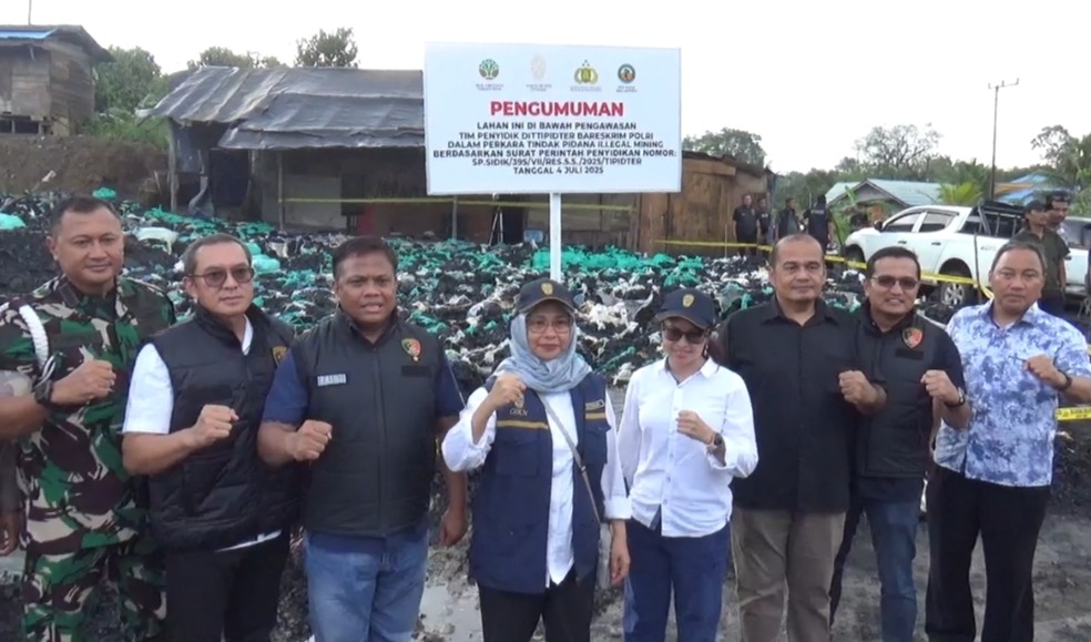 TAMBANG: Lokasi tambang illegal di kawasan Tahura didatangi penyidik Bareskrim Polri, Polda Kaltim dan OIKN.