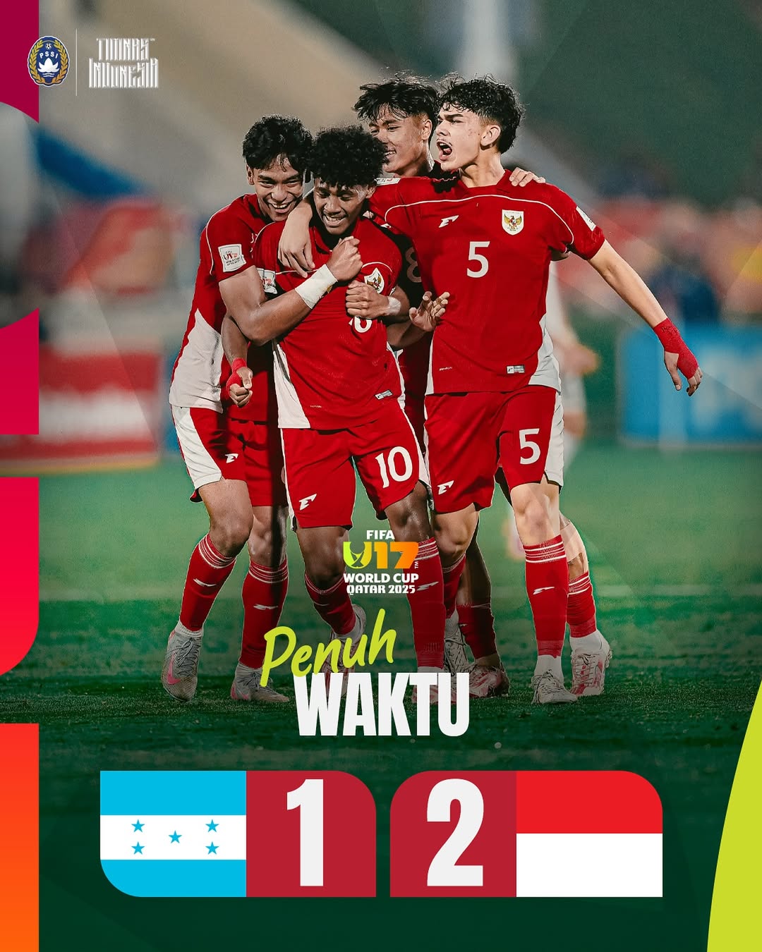 Timnas Indonesia U-17 berhasil menang lawan Honduras dengan skor 2-1.