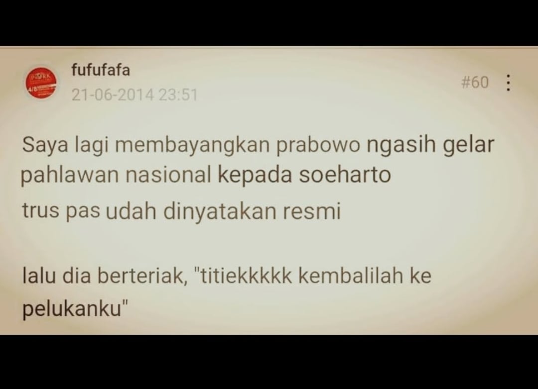 Unggahan Fufufafa yang jadi kenyataan. (Foto: istimewa)