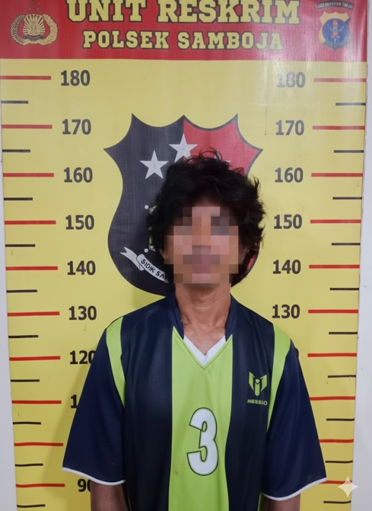 Pria yang diduga terlibat dalam kasus pencurian di Sanipah diamankan Unit Reskrim Polsek Samboja.