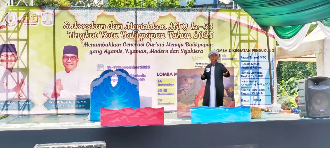 Para siswa SD hadir memeriahkan MTQ ke-53 tingkat Kota Balikpapan di GWT Politeknik Negeri Balikpapan.