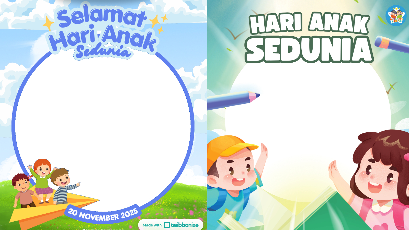 Twibbon Hari Anak Sedunia 2025 siap diunggah pada hari ini, 20 November 2025.
