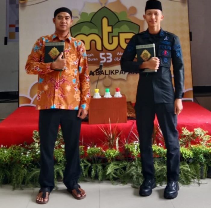 JUARA MTQ: Bripda Alif Ghifari Ramadhani keseharianya bertugas di Brimob Polda Kaltim, meraih juara MTQ terbaik 3 kategori tilawah qiraat mujawwad remaja golongan remaja