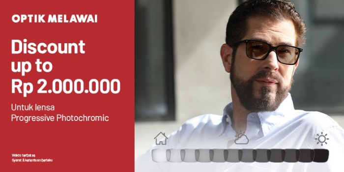 Promo spesial untuk pembelian lensa Progressive Photochromic di Optik Melawai. (Dok. Optik Melawai)