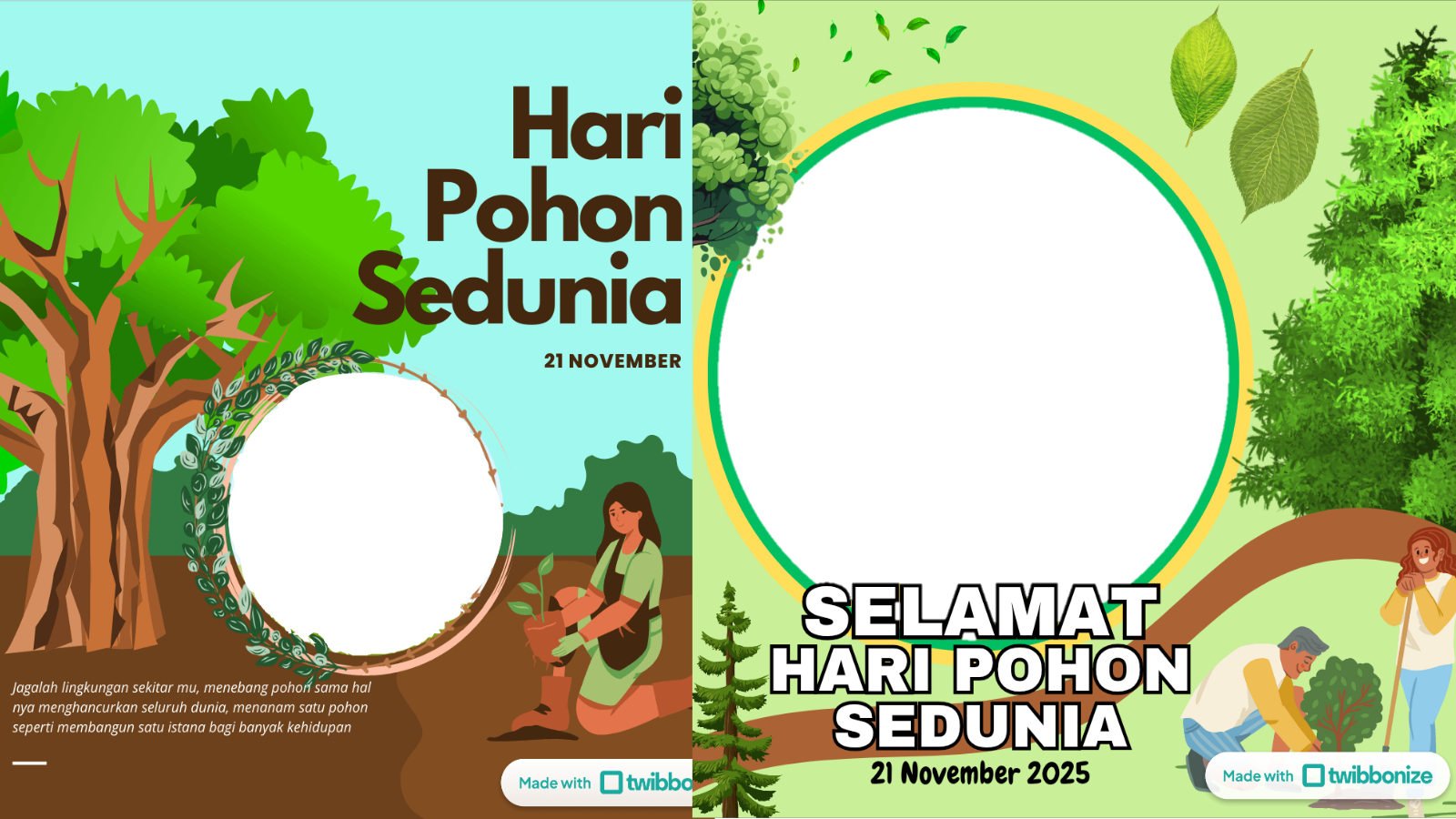 Twibbon Hari Pohon Sedunia 2025, hari ini, 21 November 2025.