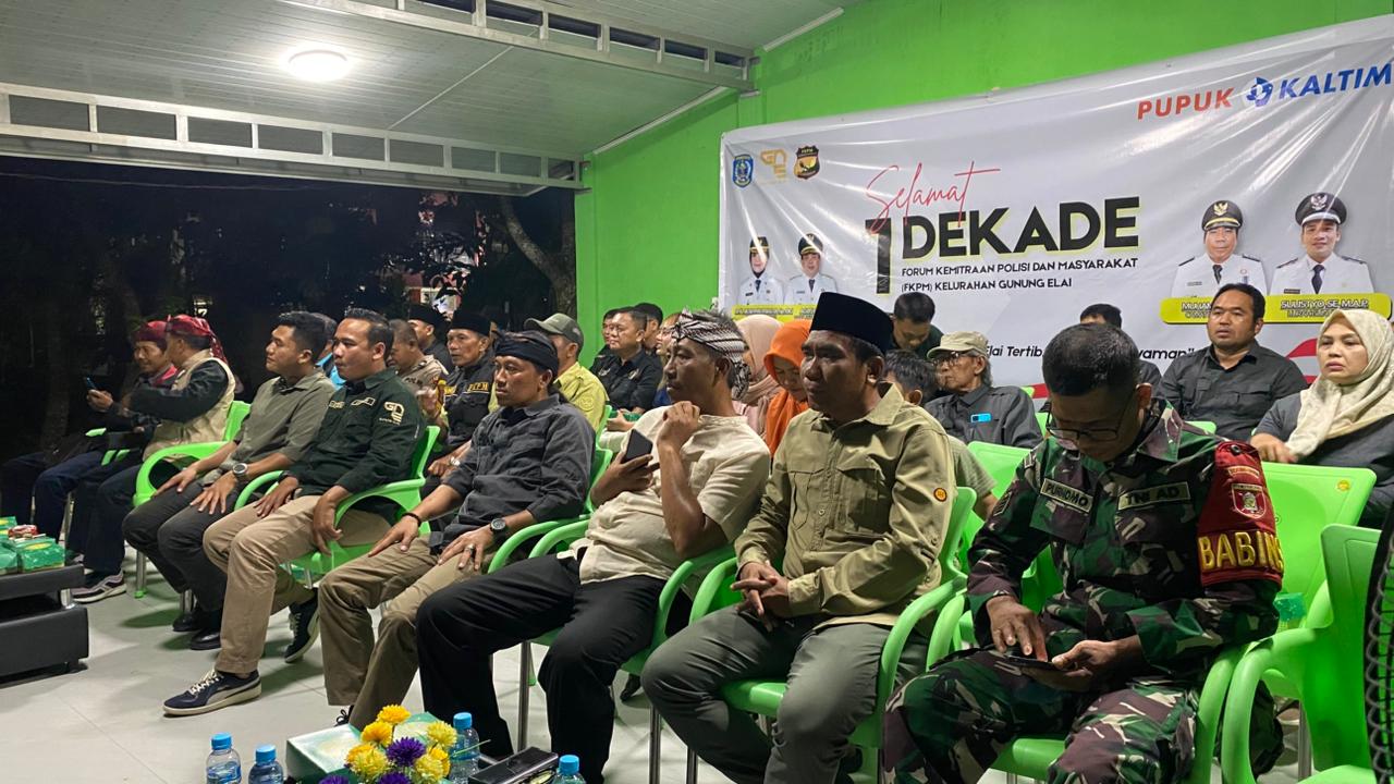 RAYAKAN: FKPM Kelurahan Gunung Elai berusia 10 tahun dan dirayakan dengan kesenian bantengan.