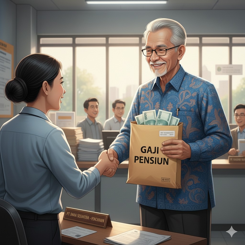 Ilustrasi pensiun PNS menerima gaji pensiunan 2026.