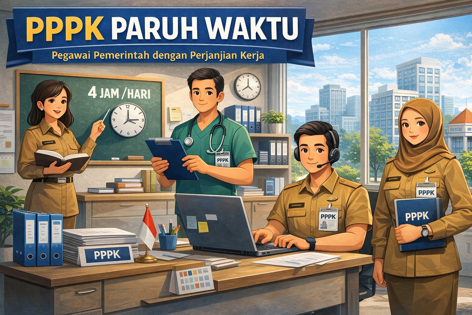 Ilustrasi PPPK Paruh Waktu legal yang bekerja fleksibel.