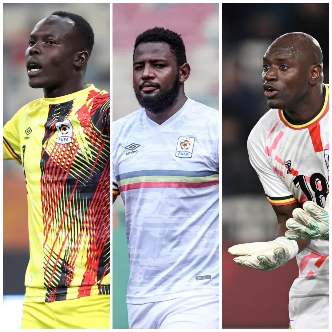Dari kiri, kiper ketiga Nafian Alionzi, kiper kedua Salim Magoola, dan kiper utama Denis Onyango bergantian mengawal gawang Uganda dalam laga pemungkas grup C Piala Afrika 2025 kontra Nigeria.