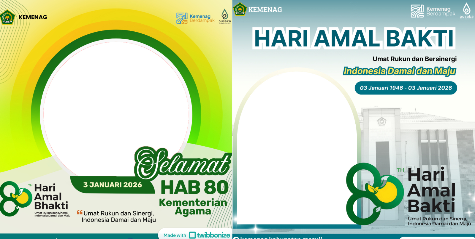Twibbon Hari Amal Bakti Kemenag Ke 80.