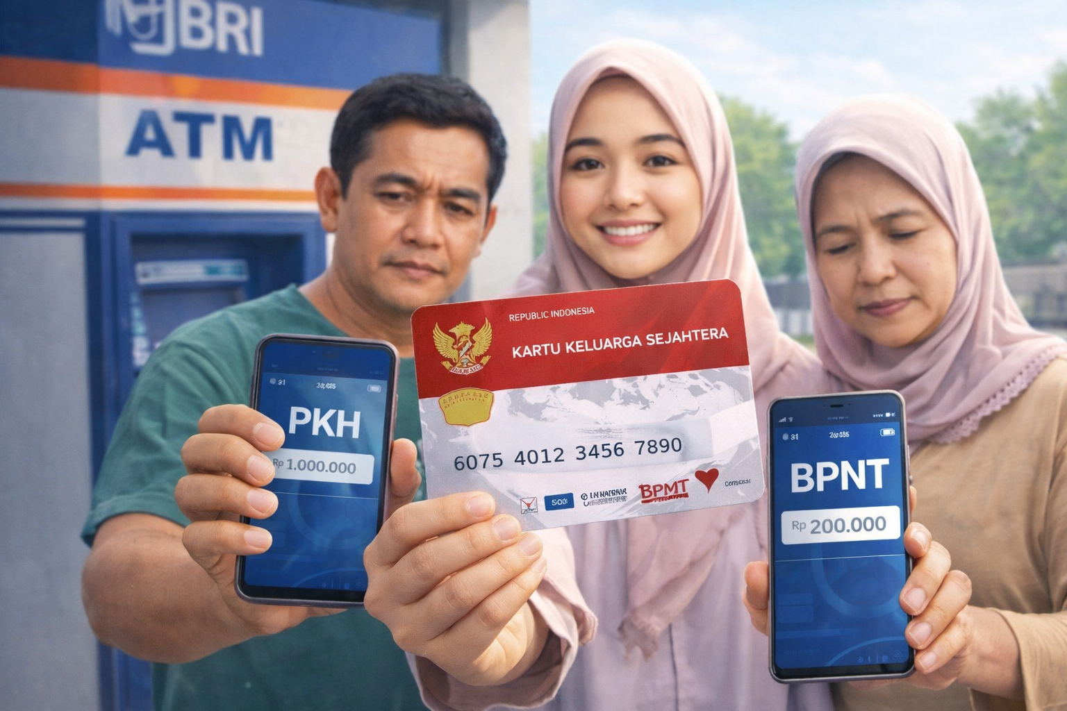 Ilustrasi. Warga penerima bantuan sosial mengecek saldo PKH dan BPNT melalui Kartu Keluarga Sejahtera (KKS) saldo masih nol.