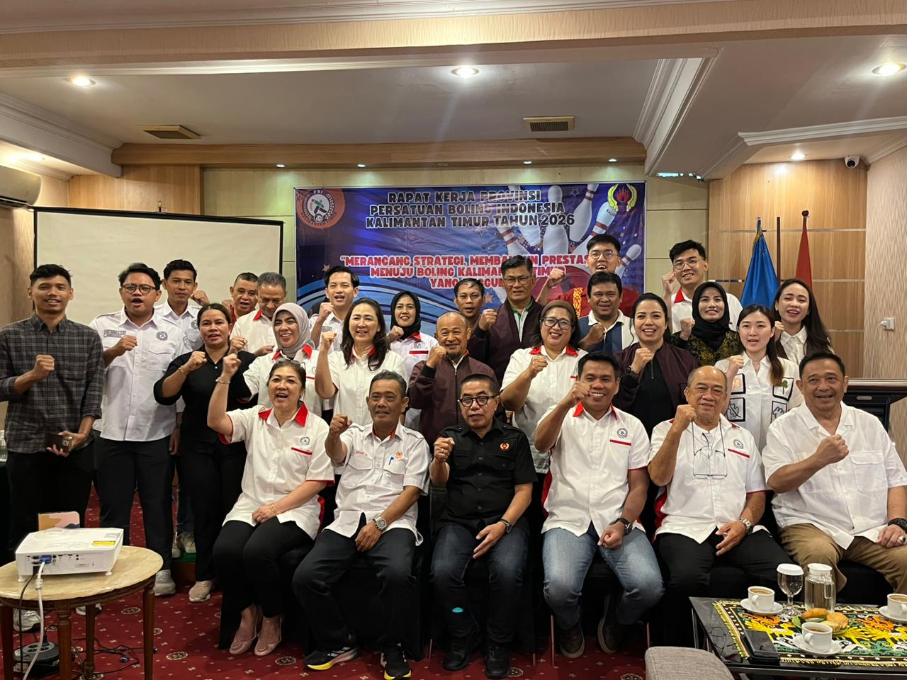 Ketua KONI Kaltim Rusdiansyah Aras menghadiri Rakerprov PBI Kaltim yang berlangsung di Hotel Grand Jamrud Samarinda, Ahad (4/1/2026).