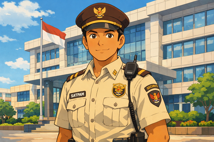 Ilustrasi. Satpam dalam menjaga keamanan fasilitas publik.