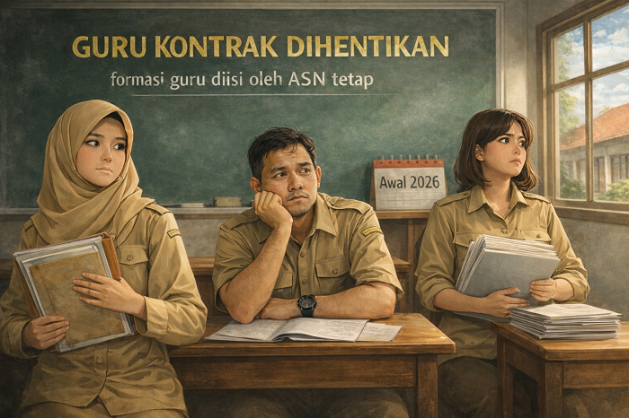 Ilutrasi. Guru kontrak dihentikan, formasi akan diisi oleh ASN tetap.