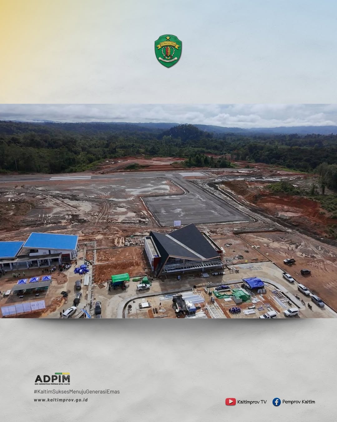 Bandara Ujoh Bilang di Kecamatan Long Bagun, Kabupaten Mahakam Ulu. Runway sudah selesai dibangun sepanjang 750 meter dengan lebar 23 meter. (PEMPROV KALTIM)