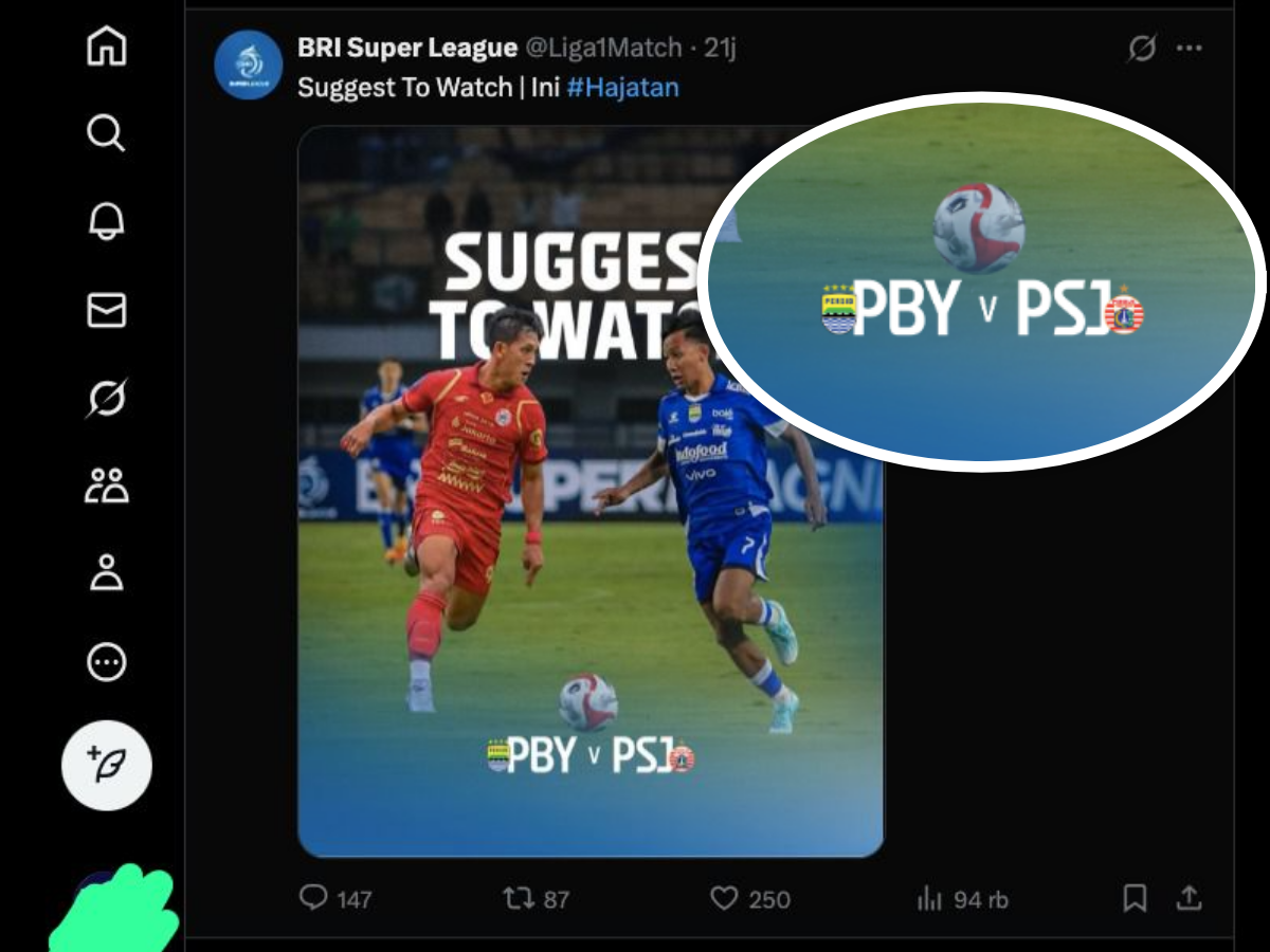 Singkatan Persib jadi PBY di desain akun BRI 1 Liga Match/X