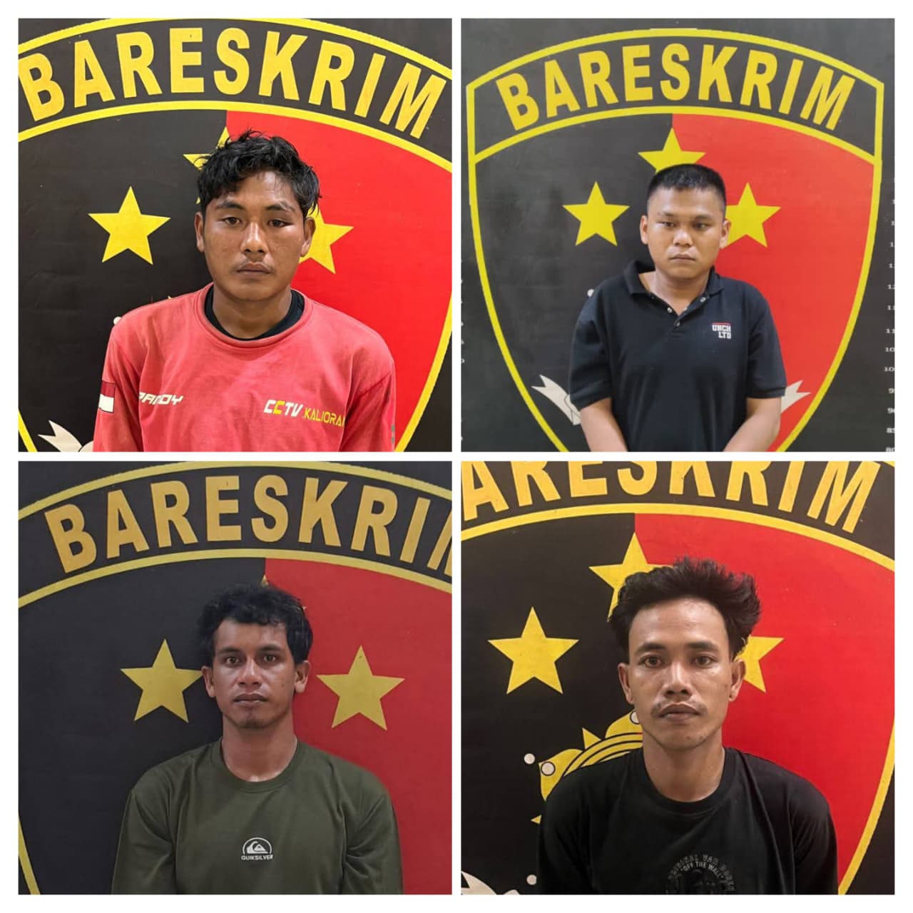 BERBAHAYA: Wajah empat tahanan Polsek Sangkulirang yang melarikan diri dari ruang tahanan di Polsek Sangkulirang, Kutai Timur, Kamis (8/1/2025).