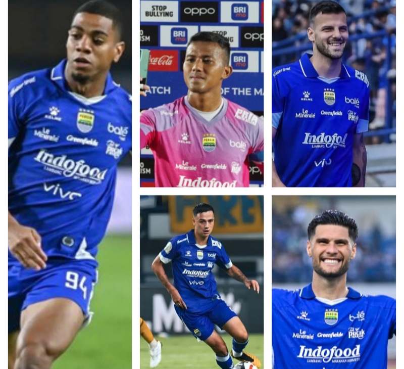 Uilliam Barros (paling kiri), Teja Paku Alam (kesatu kiri atas), Patricio Matricardi (atas, kedua kiri), Eliano Reijnders (bawah, kedua kiri) dan Julio Cesar.