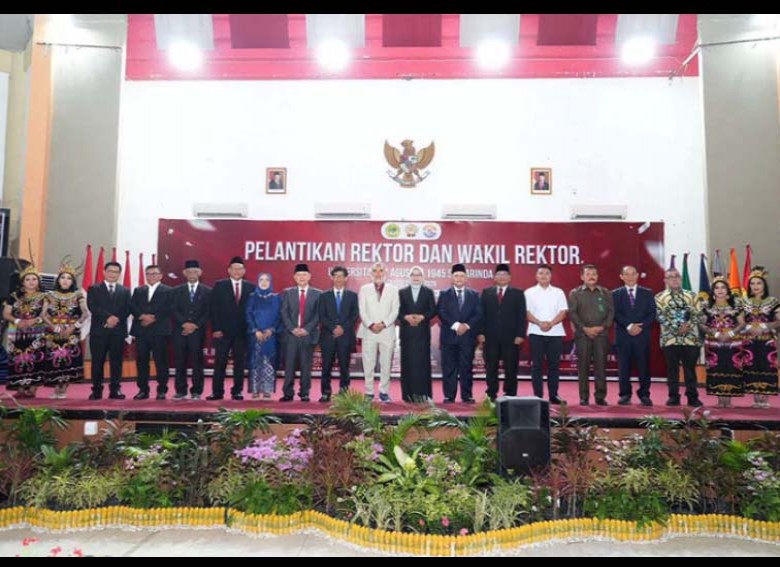 Suasana pelantikan dan pengambilan sumpah jabatan Rektor dan Wakil Rektor Universitas 17 Agustus 1945 Samarinda, Rabu, 14 Januari 2026.