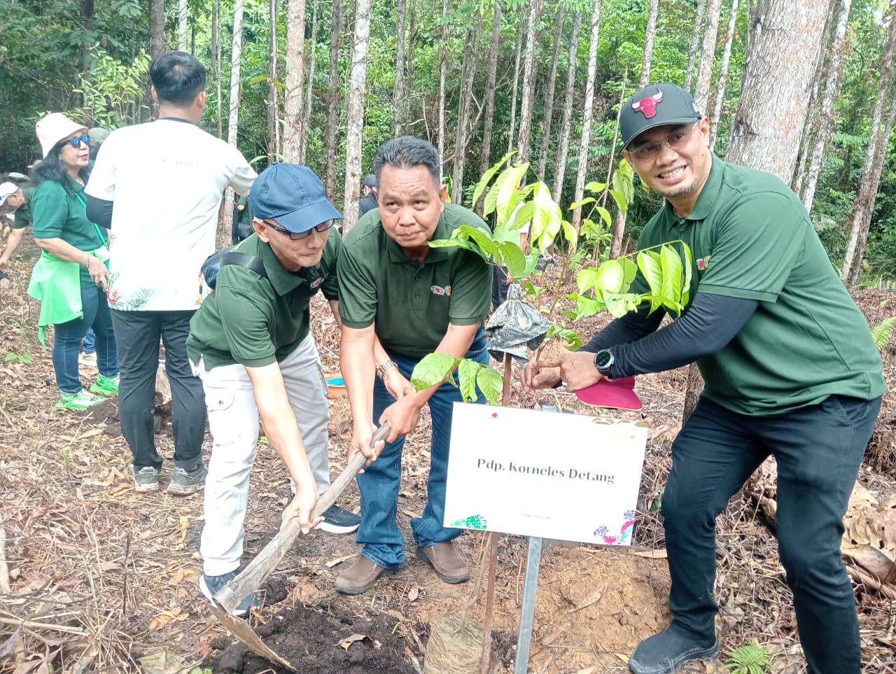 HIJAUKAN: Unsur pengurus API saat melakukan penanaman pohon dikawasan IKN.