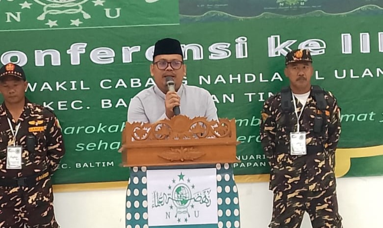 Ruddy Iskandar saat memberikan sambutan dalam kegiatan Konferensi III MWCNU Balikpapan Timur.