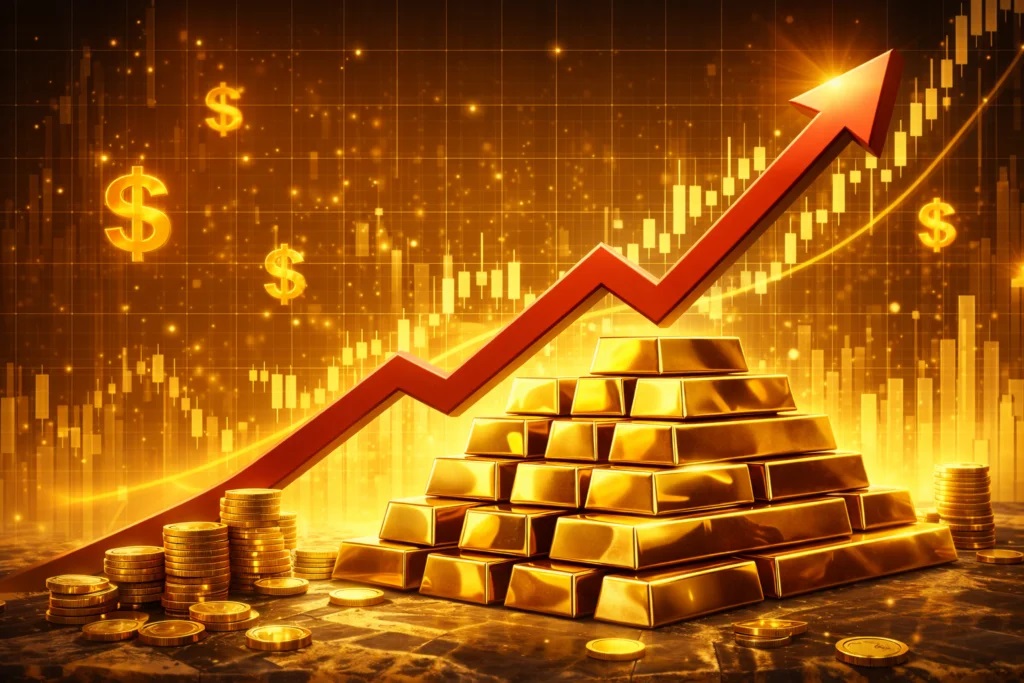 Ilustrasi inflasi harga emas.