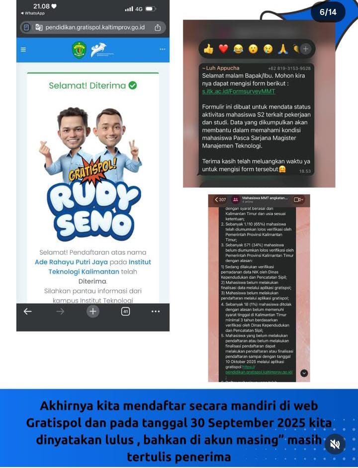 Tangkap Kayar berupa keluhan mahasiswa ITK Balikpapan. (IST)