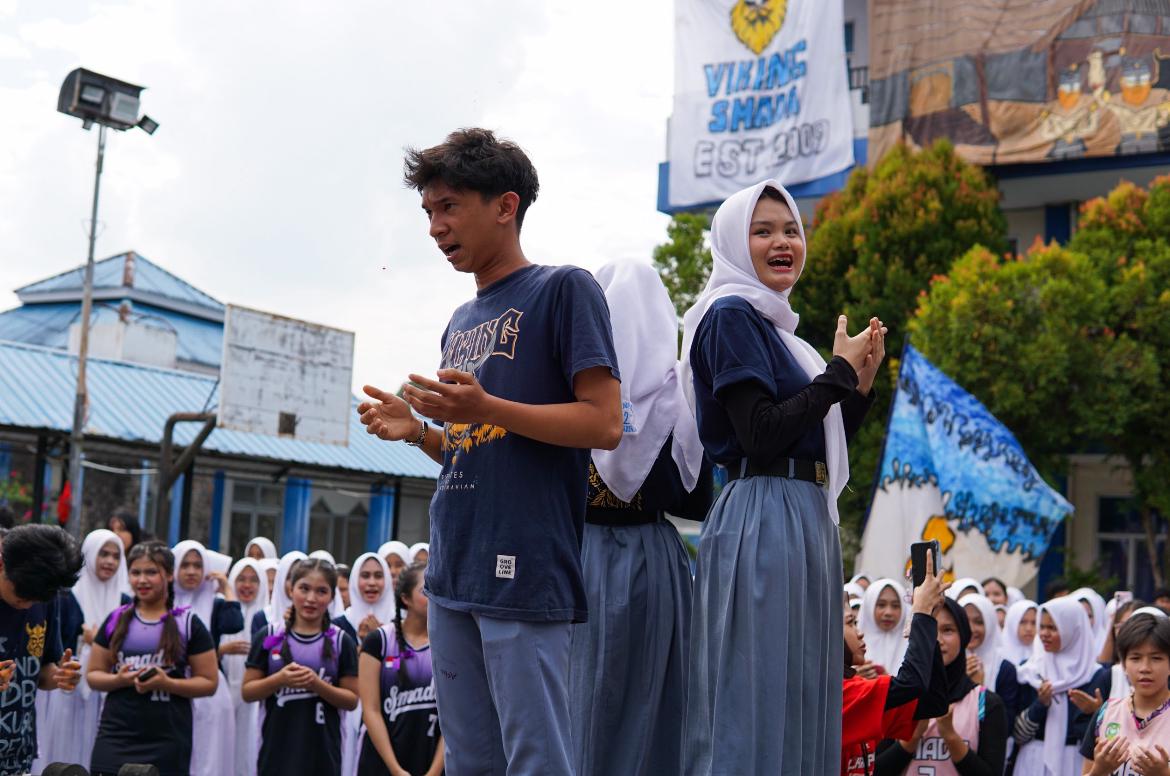 Viking Smada, suporter SMAN 2 Samarinda, siap memberikan dukungan maksimal bagi tim basket dan dance pada Honda DBL with Kopi Good Day 2026 East Kalimantan Series.