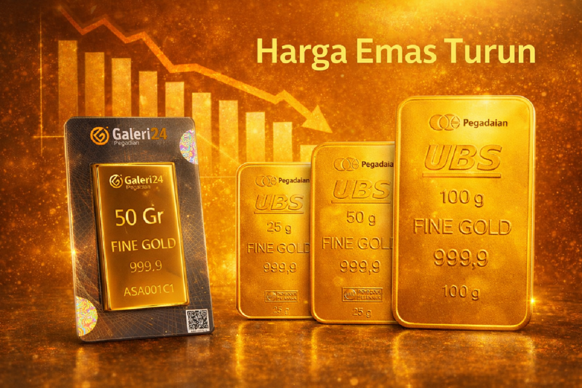 Harga emas di Pegadaian pada Jumat, 23 Januari 2026, terpantau mengalami penurunan setelah sehari sebelumnya melonjak drastis.