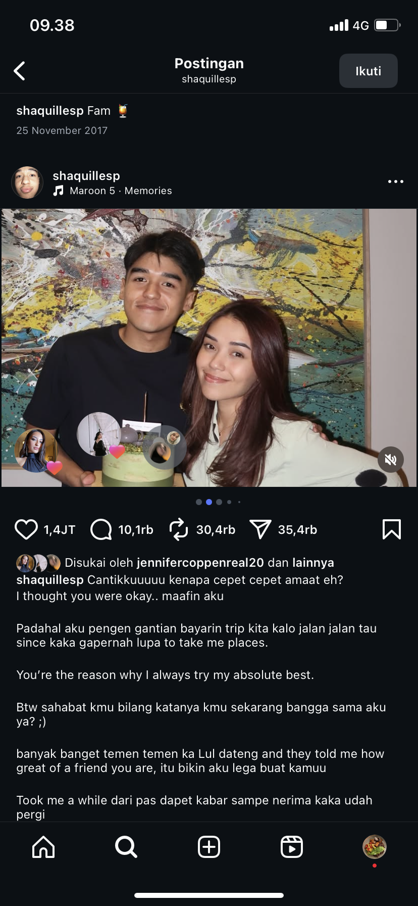 Potret Adik Lula Lahfah saat bersama mendiang.