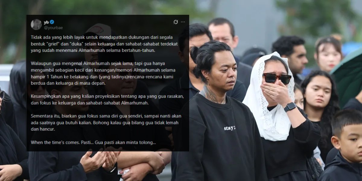 Reza Arap saat pemakaman Lula Lahfah, kekasihnya.