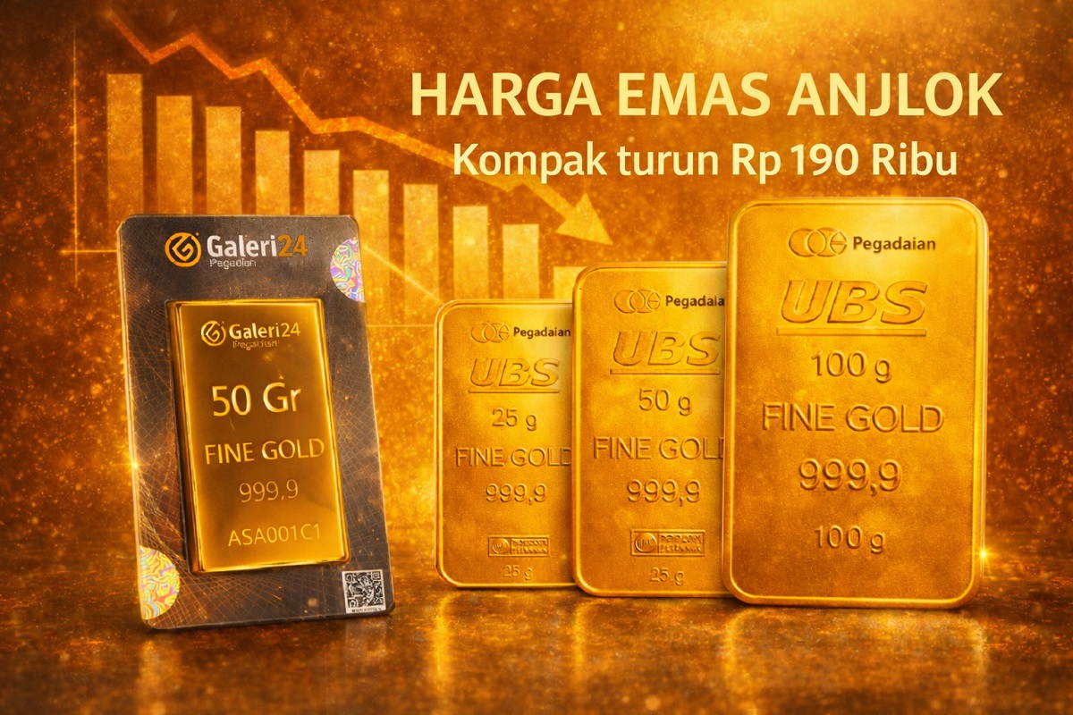 Harga emas di Pegadaian kembali mengalami pelemahan tajam memasuki awal bulan Februari 2026.