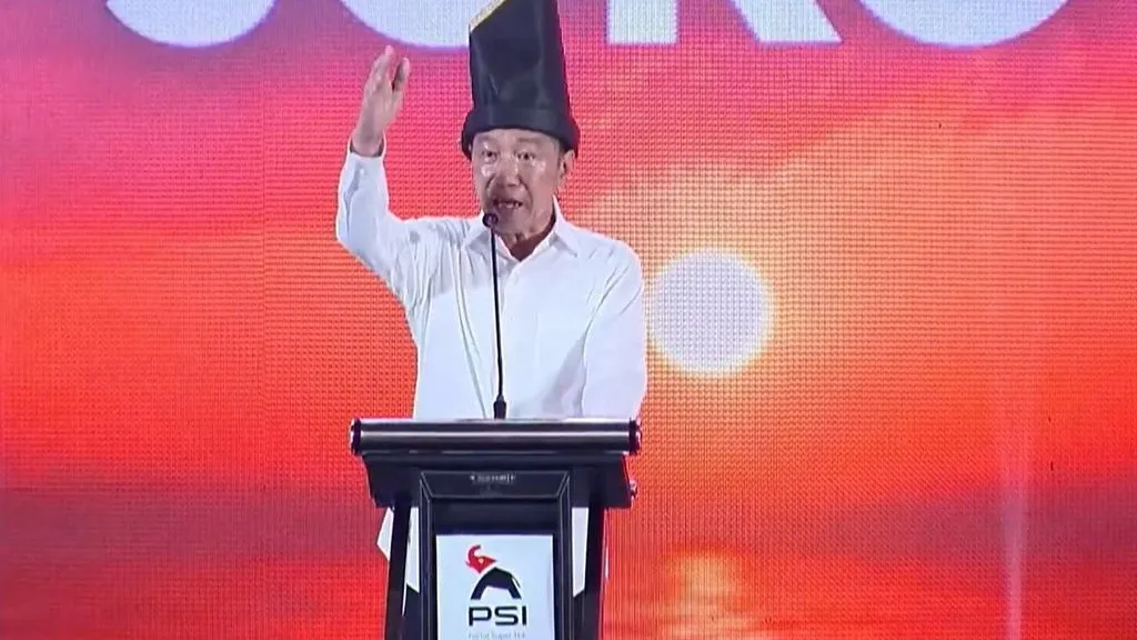 Jokowi saat hadiri Rakernas PSI.