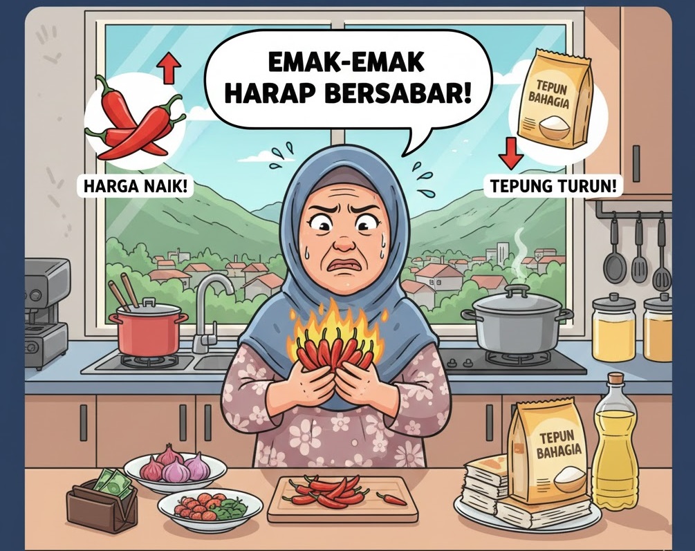 Ilustrasi emak-emak harap sabar harga sembako naik di PPU.