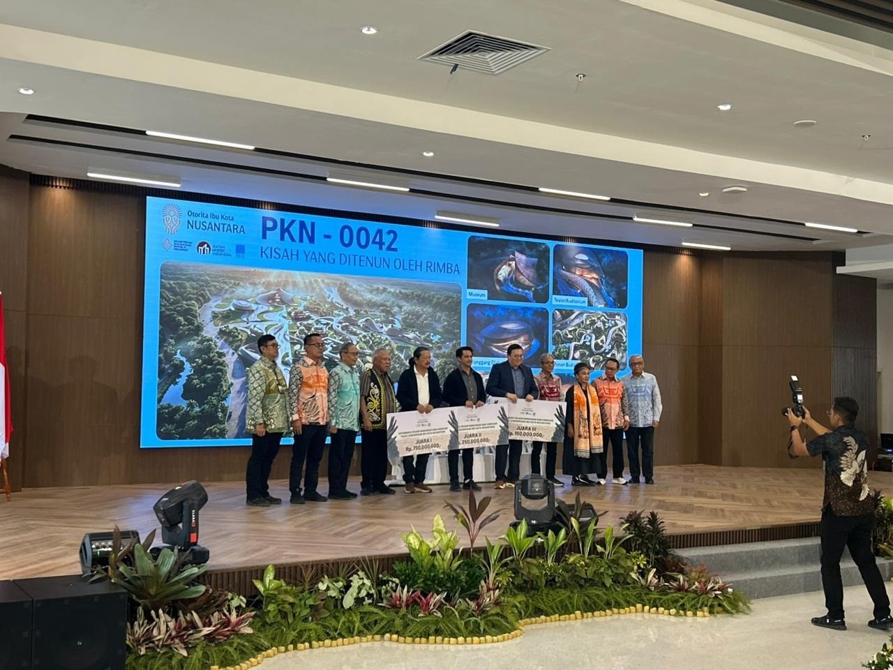 SUMRINGAH: Pengumuman pemenang Sayembara Desain Bangunan dan Kawasan Pusat Kebudayaan Nusantara Ibu Kota Nusantara (IKN), Jumat (30/1) di Multifunction Hall, Kantor Kemenko 3, IKN.
