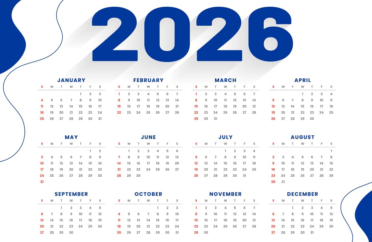 Ilustrasi kalender 2026.